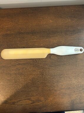 Zyliss Silicone Head Scraper Spatula White Handle Jar Bottle Bowl Narrow 11 Inch